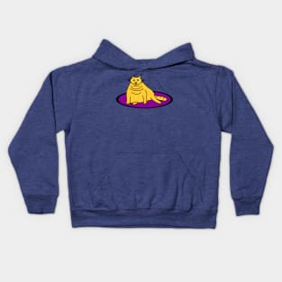 Yellow Chonk Cat on a Rug Kids Hoodie